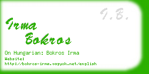 irma bokros business card